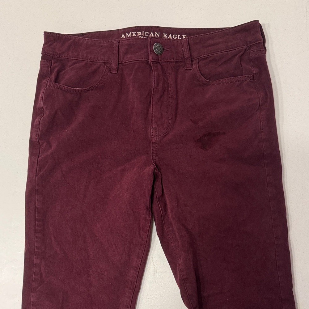 American Eagle Burgundy Pants Hi Rise Jegging 8 X long